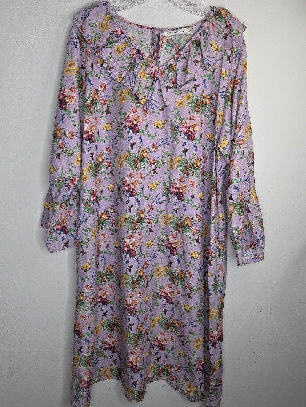 Co Hopeless Romantic Dress XL XXL Purple Floral Ruffle Cottagecore Cotton